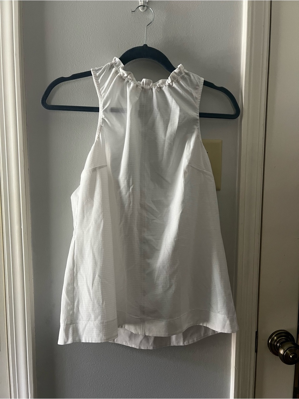 Athleta White Ruffled Halter Tank Top